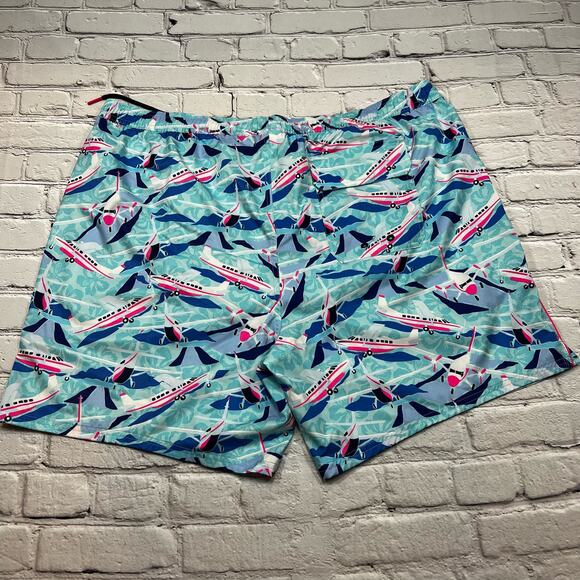 Vineyard Vines Blue and Pink Airplane Swim Trunks - Picture 5 of 5